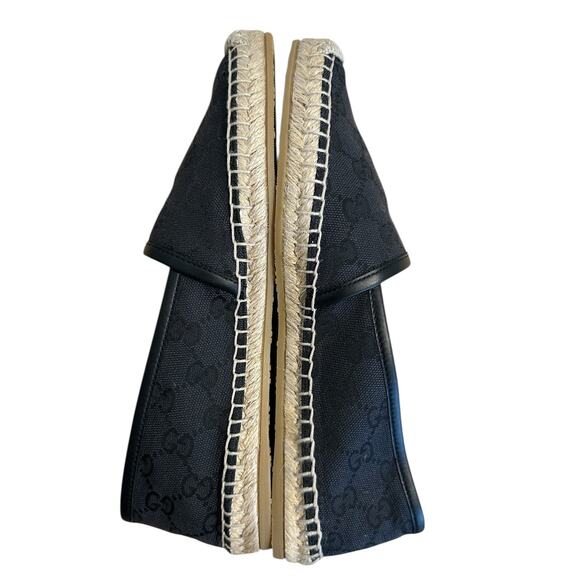 Gucci Black Monogram Canvas Espadrille Flats 38.5 - Picture 6 of 12